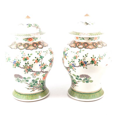 Lot 14 - Pair of Chinese famille vert covered jars