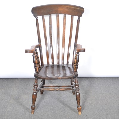 Lot 450 - Victorian elm and beech farmhouse elbow chair