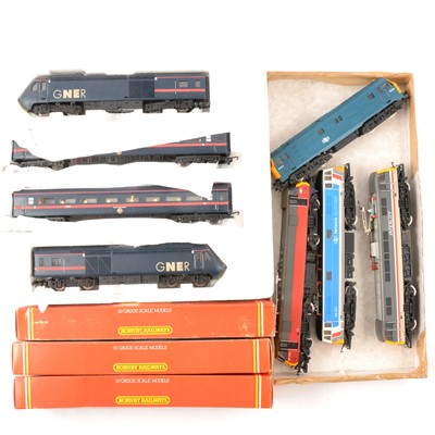 Lot 49 - Eight Hornby OO gauge model railway diesel-electric locomotives and coaches.