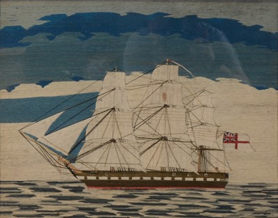 Lot 38 - Victorian longstitch panel, three masted war ship