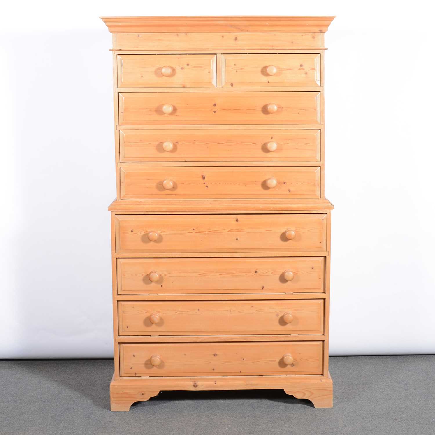 Lot 445 - Modern pine chest on chest