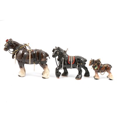 Lot 59 - A collection of nineteen ceramic shire horses, to include Melbaware, Trantham, Token.