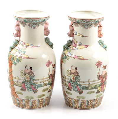 Lot 92 - Pair of 20th Century Chinese famille rose vases