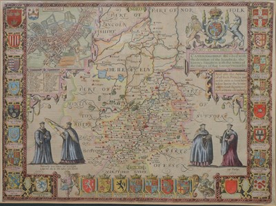 Lot 265 - John Speed, engraved and handcoloured map of Cambridgeshire.