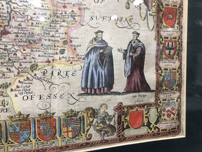 Lot 265 - John Speed, engraved and handcoloured map of Cambridgeshire.