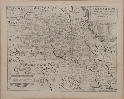 Lot 290 - Christopher Saxton & William Kip, engraved map of Northamptoniae