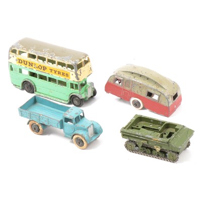 Lot 122 - Four Dinky Toys pre-war examples including 29c Double Decker bus