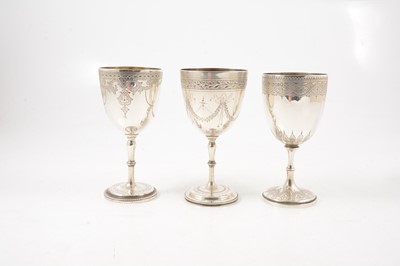 Lot 85 - Three Victorian silver goblets, various makers and dates