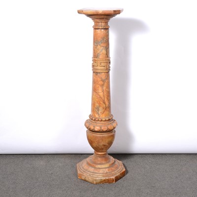 Lot 359 - Sienna coloured alabaster column, square top...