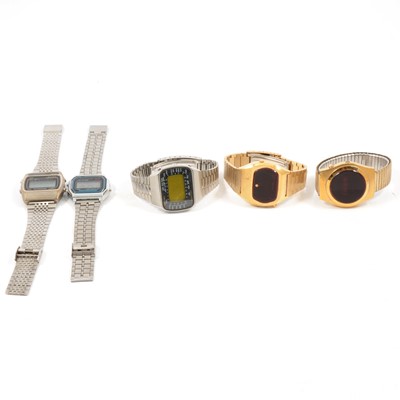 Lot 331 - Five Digital LED wristwatches requiring batteries.