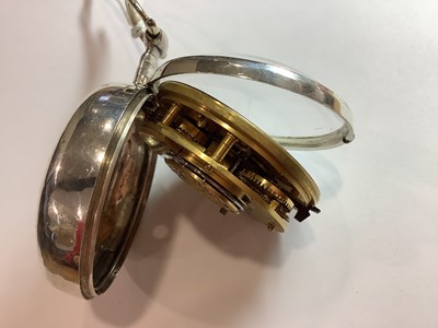 Lot 360 - W Whitmore Northampton - a silver pair case pocket watch and chain.