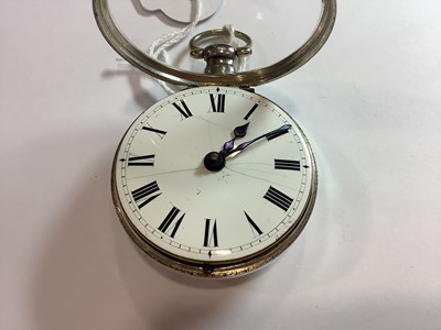 Lot 360 - W Whitmore Northampton - a silver pair case pocket watch and chain.