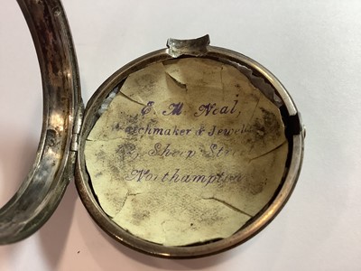 Lot 360 - W Whitmore Northampton - a silver pair case pocket watch and chain.