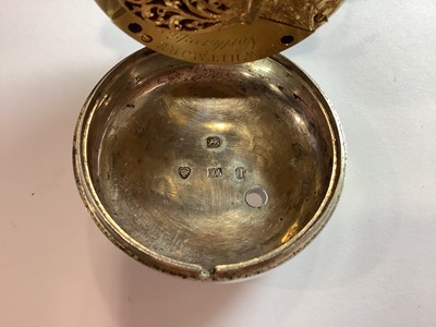 Lot 360 - W Whitmore Northampton - a silver pair case pocket watch and chain.