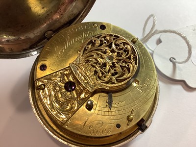 Lot 360 - W Whitmore Northampton - a silver pair case pocket watch and chain.