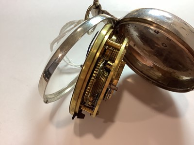 Lot 360 - W Whitmore Northampton - a silver pair case pocket watch and chain.