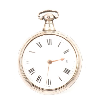 Lot 361 - Cha's Clayton London - a silver pair case pocket watch.