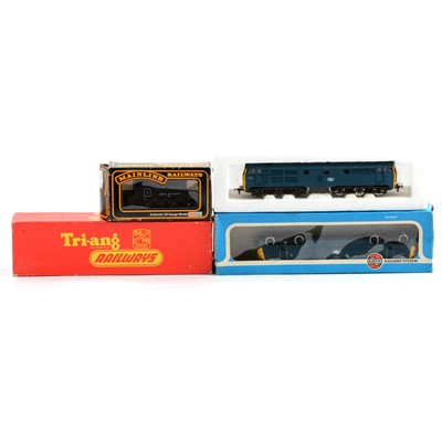 Lot 210 - Four OO gauge diesel locomotives including Tri-ang R155 Switcher T.C. series