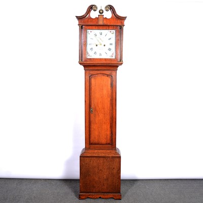 Lot 222 - Oak and mahogany longcase clock