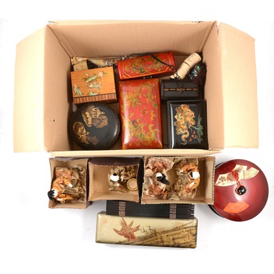 Lot 158 - Collection of Oriental lacquered wares, and other artefacts.