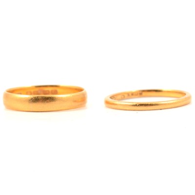 Lot 79 - Two 22 carat yellow gold wedding bands.