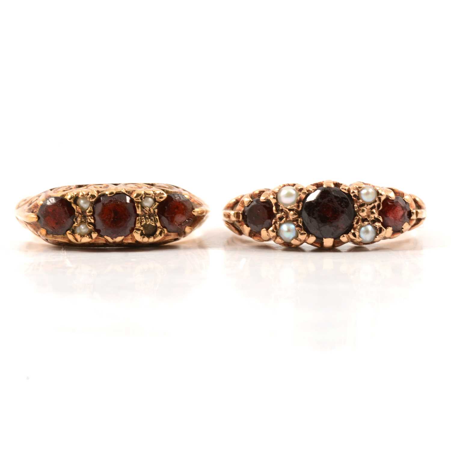 Lot 31 - Two garnet reproduction Victorian half hoop