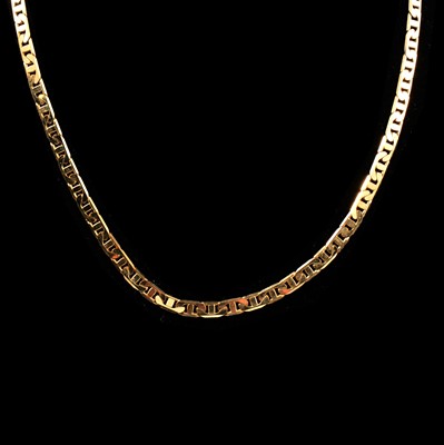 Lot 155 - A 9 carat yellow gold chain link necklace.