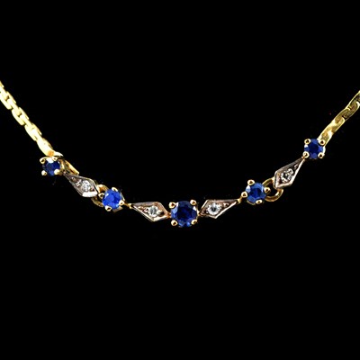 Lot 160 - A sapphire and diamond necklace and chain link necklace.