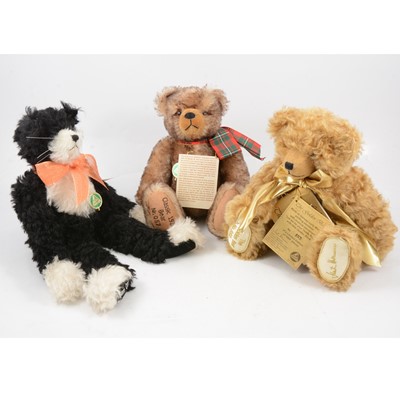 Lot 357 - Hermann Germany teddy bears, three including 'The Golden Bear'