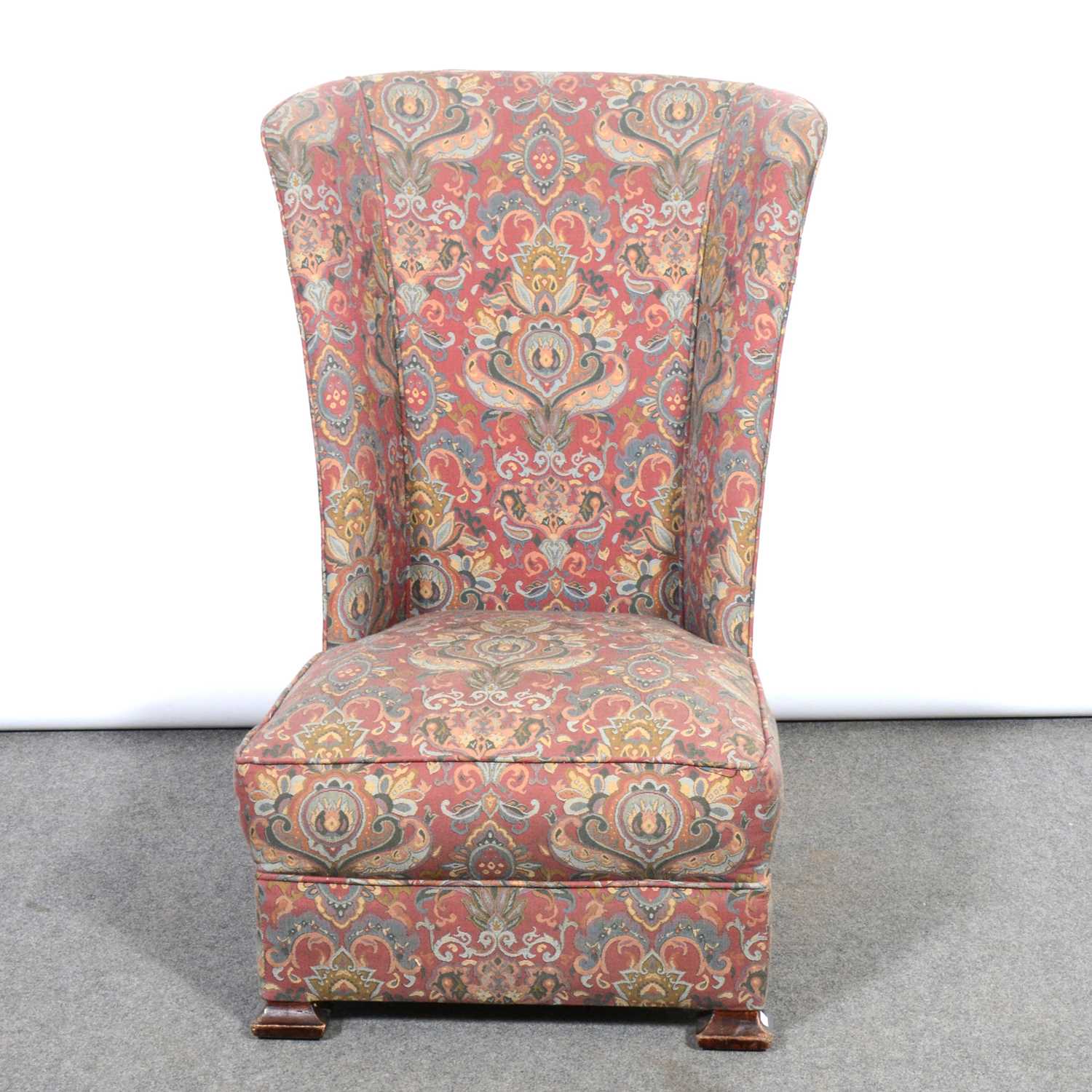 Lot 458 Edwardian highback nursing chair, the back