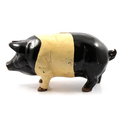 Lot 131 - Large cast and painted metal money bank in the form of a Pig