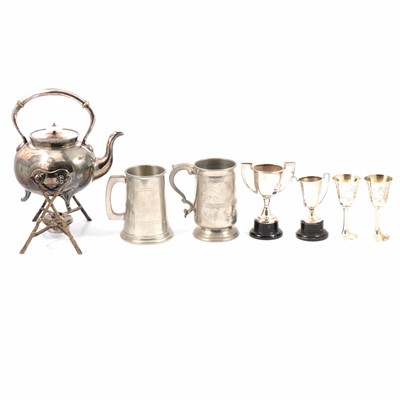 Lot 153 - Silver sauceboat and small ladle, Viner's Ltd, Sheffield 1932, and silver-plated wares.