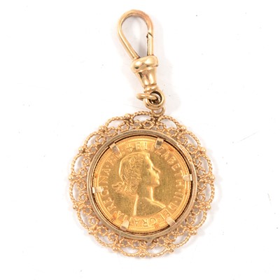 Lot 92 - A Gold Full Sovereign pendant and a coin ring.