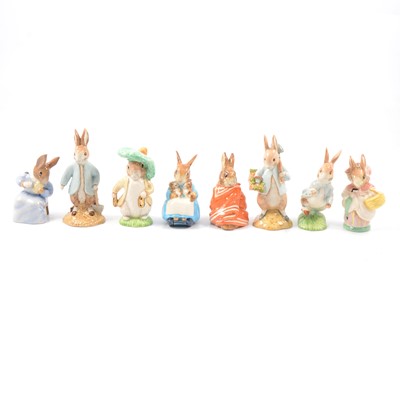 Lot 108 - Beswick Beatrix Potter figures, eight rabbits including Mrs Rabbit and Bunnies