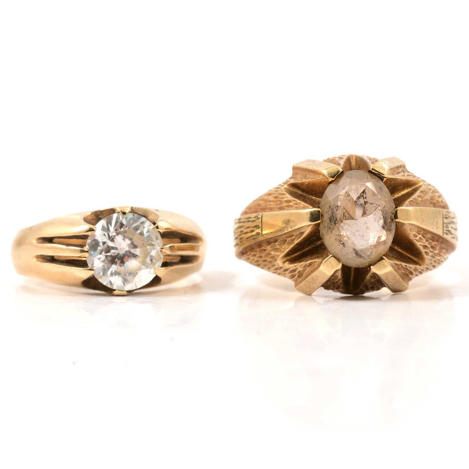 Lot 71 - Two 9 carat gold gentleman's dress rings.