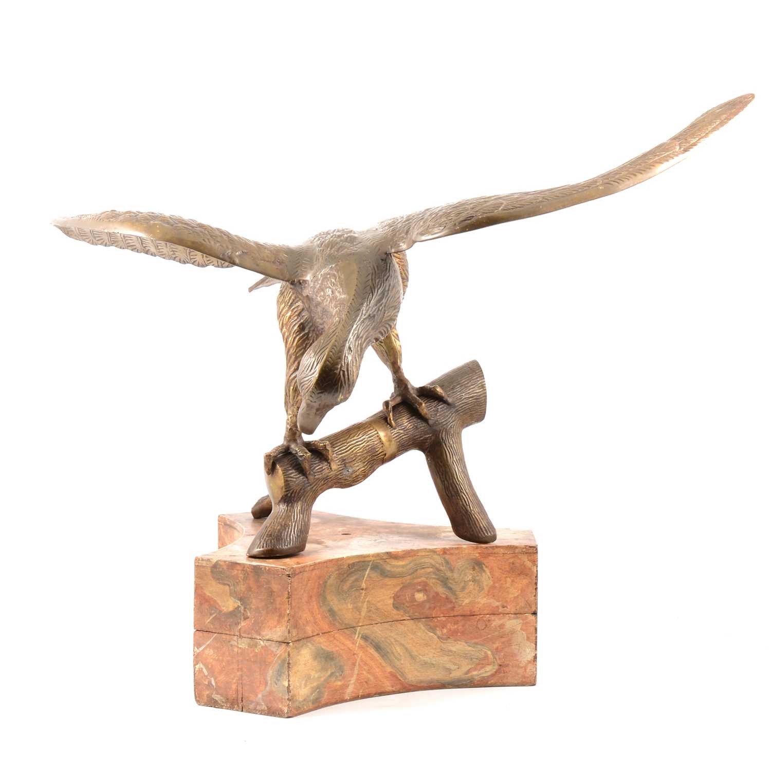 Lot 175 - Cast brass sculpture of an eagle on a perch