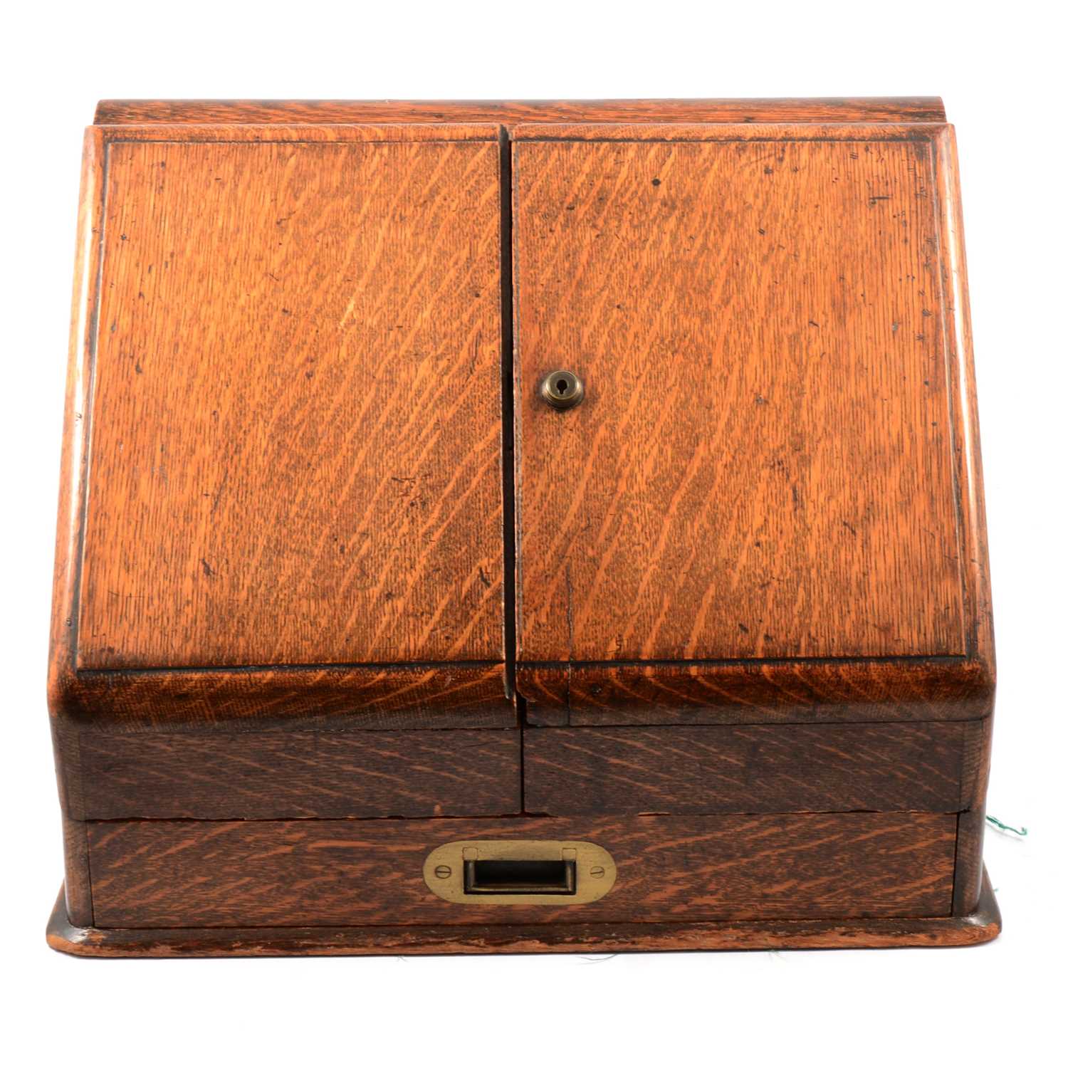 Lot 390 Edwardian oak correspondence box,