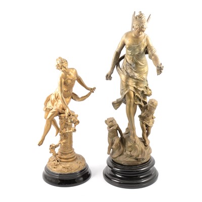 Lot 171 - After Charles Levy, gilt metal sculpture of a maiden on a plinth, and another sculpture
