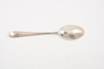 Lot 56 - George III silver mote spoon, probably by Hester Bateman; teaspoon and a ladle