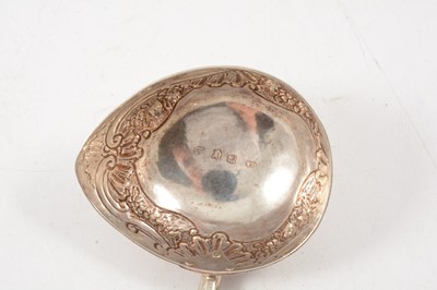 Lot 56 - George III silver mote spoon, probably by Hester Bateman; teaspoon and a ladle