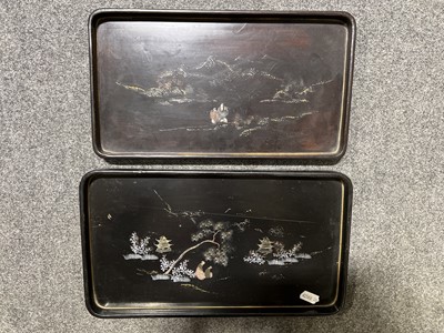 Lot 82 - Japanese Bamboo table stand, lacquered trays, and Kutani ware.
