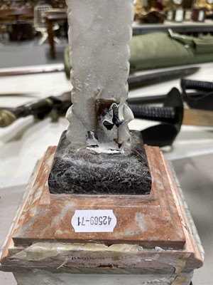 Lot 140 - Marble obelisk and a marble and carved stone crucifix