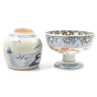 Lot 36 - Korean storage jar, Satsuma style vase on stand, Doulton stoneware vase, etc