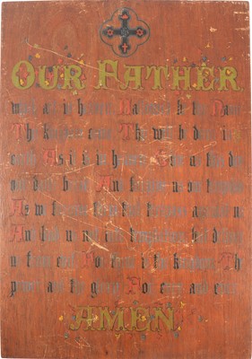 Lot 139 - Victorian painted wall plaque with Lord's Prayer, Wall hooks, etc