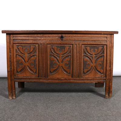 Lot 383 - Joined oak coffer, 18th Century