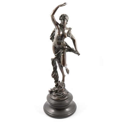 Lot 142 - After Moreau, patinated metal sculpture of a nude female