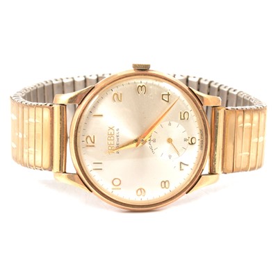 Lot 321 - Trebex - A gentleman's 9 carat yellow gold wristwatch.