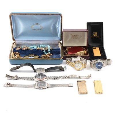 Lot 335 - A collection of wristwatches, cufflinks, lighters and costume jewellery.