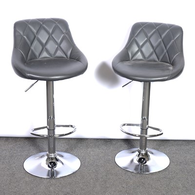 Lot 374 - Modern white laminate table and four contemporary bar stools