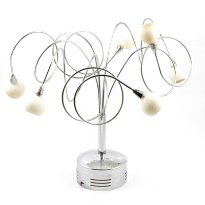 Lot 92 - Contemporary chrome ceiling light, lamp base and fruit bowl